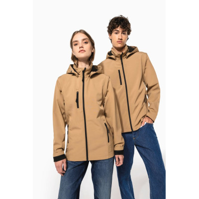 Unisex 3-layer softshell hooded jacket with removable sleeves
